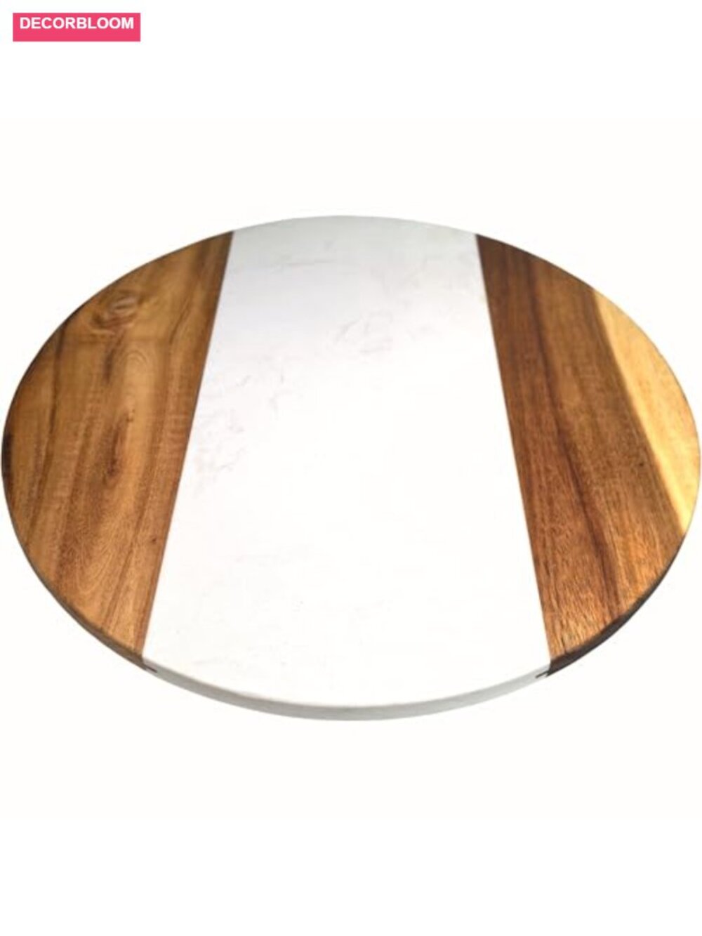 13 Inch Marble and Acacia Wood Lazy Susan 360 Rotating Serving Tray Charcuterie - Picture 1 of 6